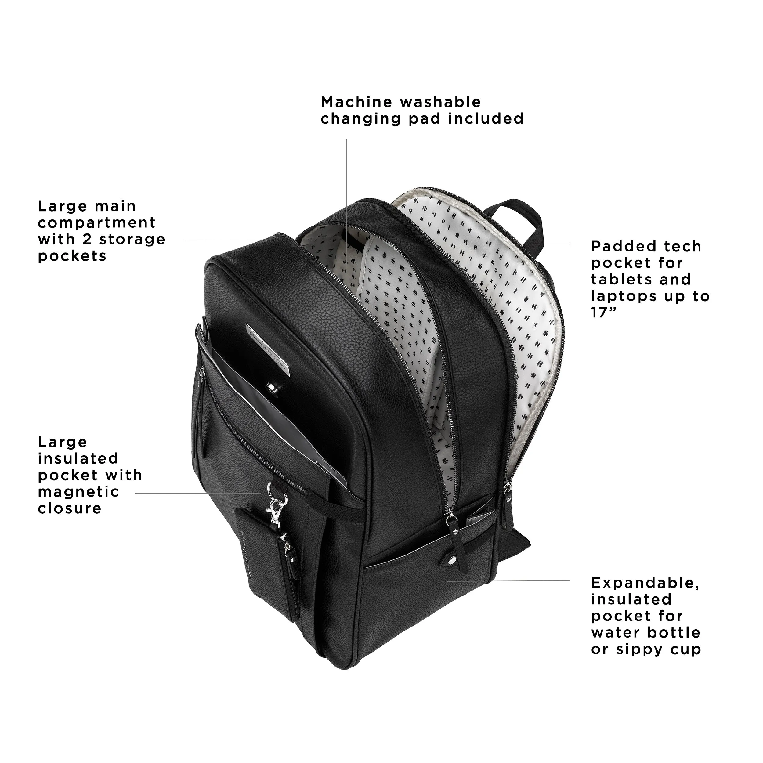 2-in-1 Provisions Breast Pump & Diaper Bag Backpack in Ebony