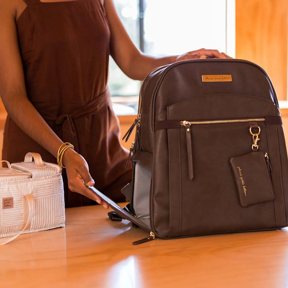 2-in-1 Provisions Breast Pump & Diaper Bag Backpack in Saddle