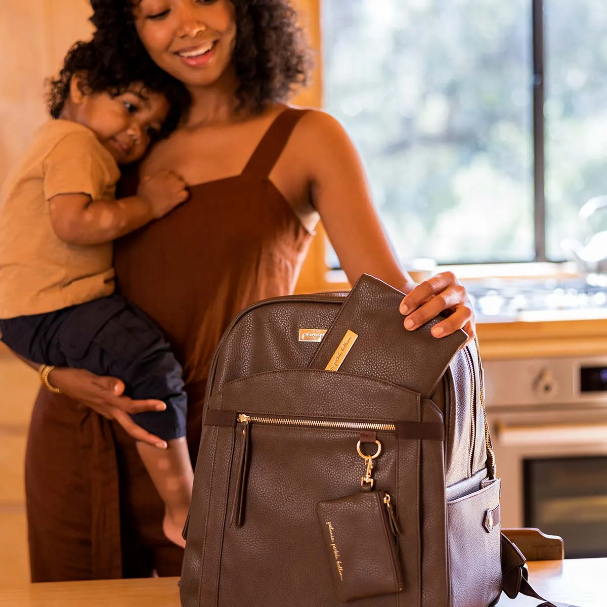 2-in-1 Provisions Breast Pump & Diaper Bag Backpack in Saddle