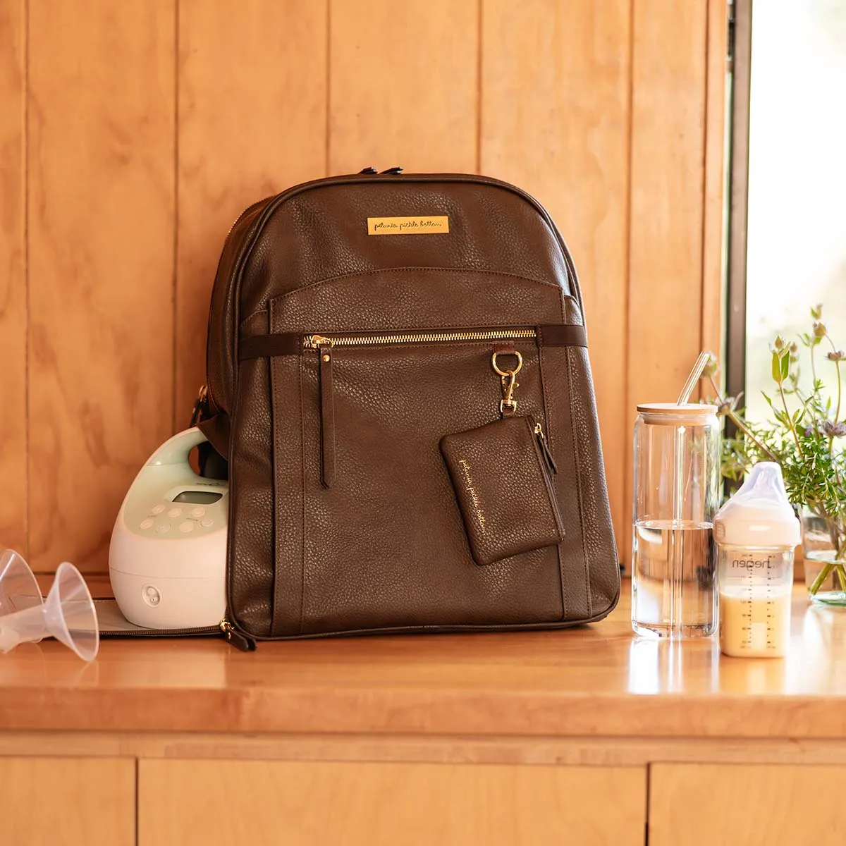 2-in-1 Provisions Breast Pump & Diaper Bag Backpack in Saddle