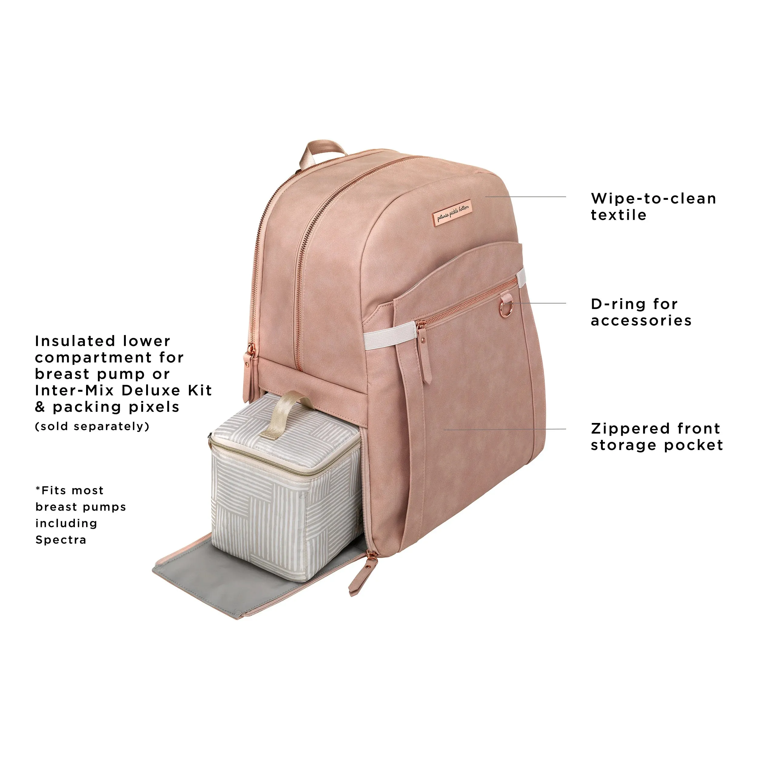 2-in-1 Provisions Breast Pump & Diaper Bag Backpack in Toffee Rose
