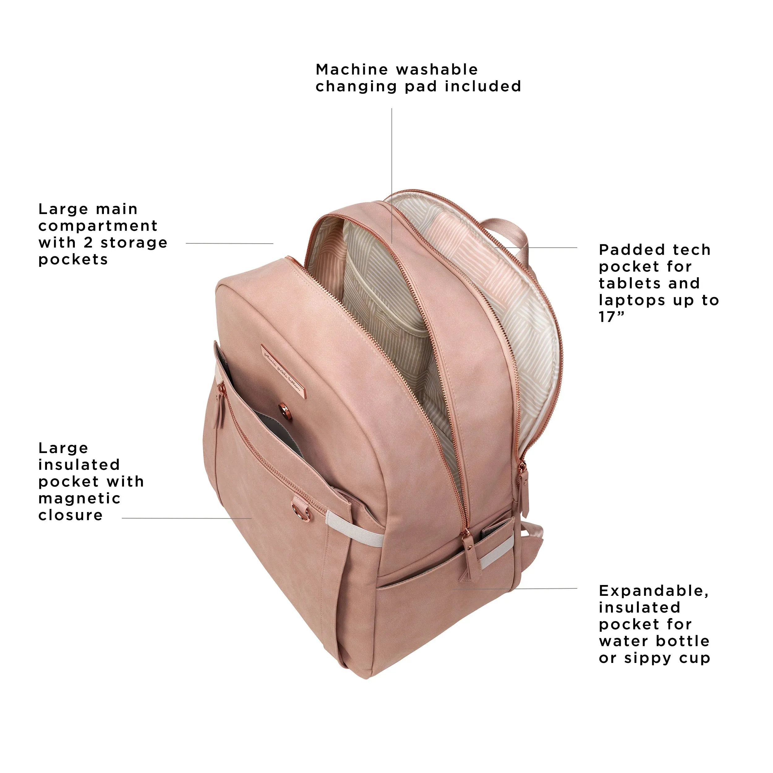 2-in-1 Provisions Breast Pump & Diaper Bag Backpack in Toffee Rose