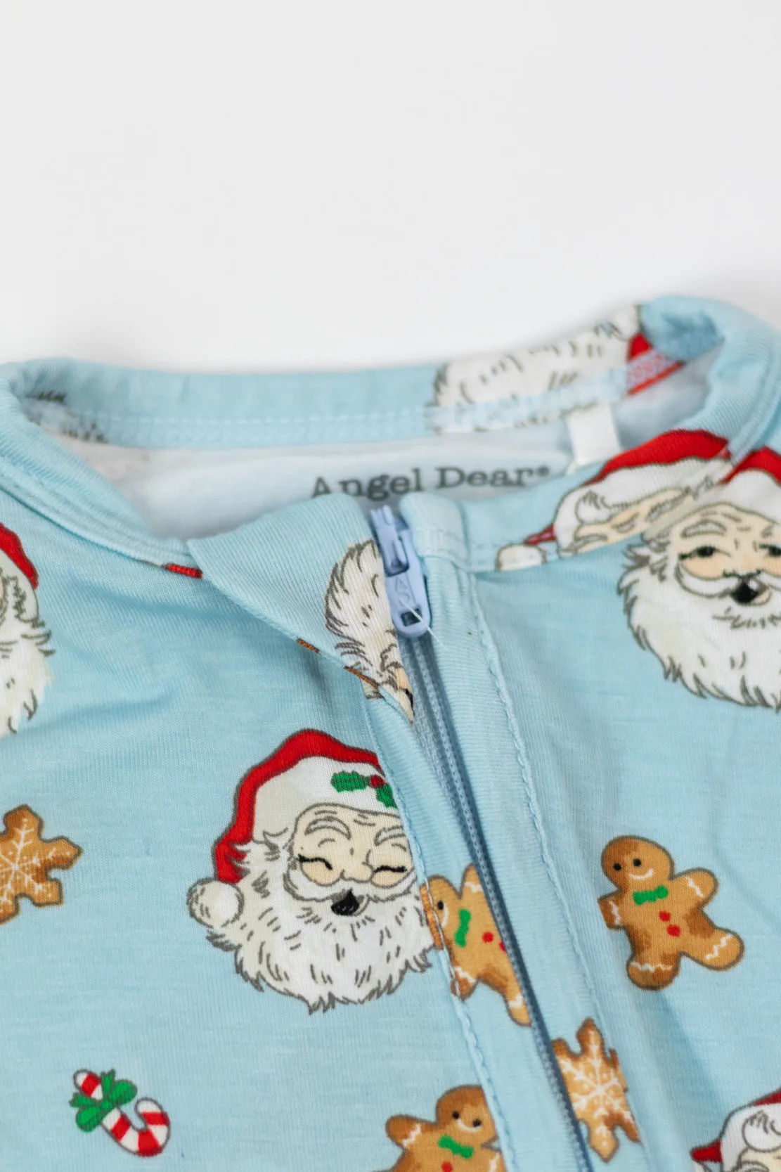 Angel Dear 2 Way Zipper Footie | Vintage Santas Blue