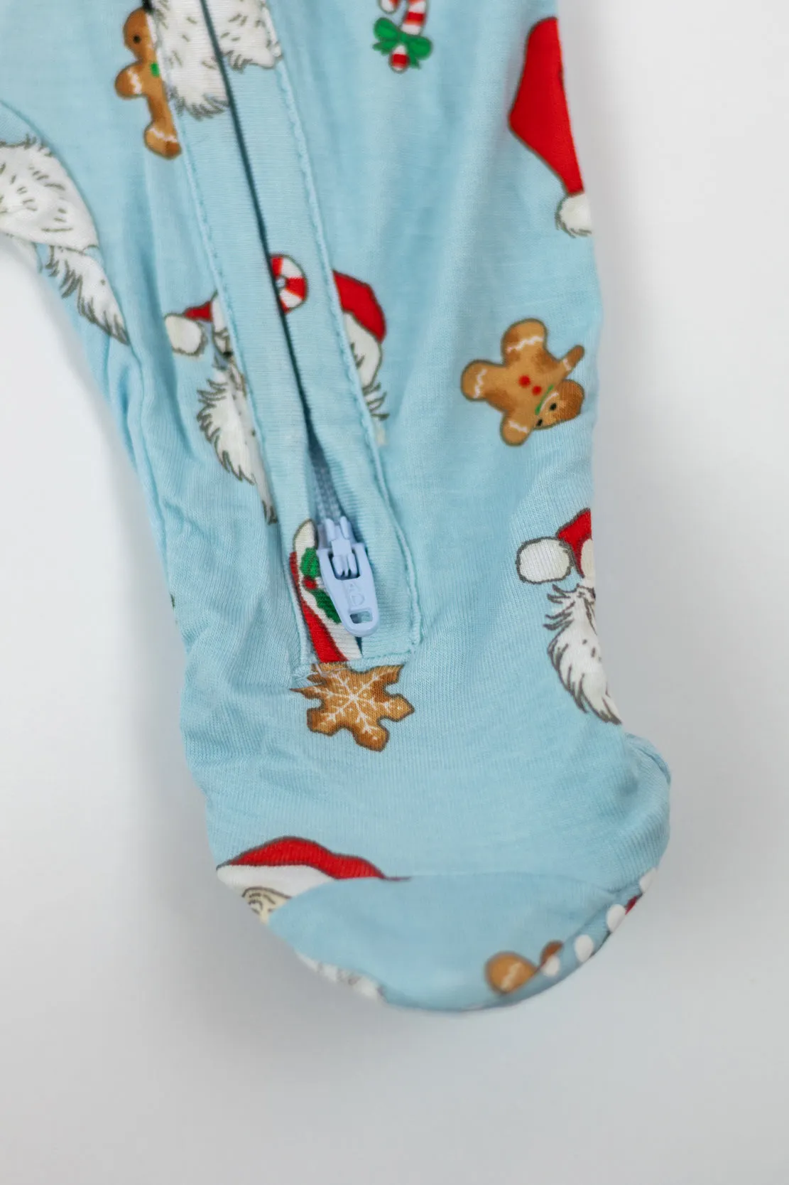 Angel Dear 2 Way Zipper Footie | Vintage Santas Blue