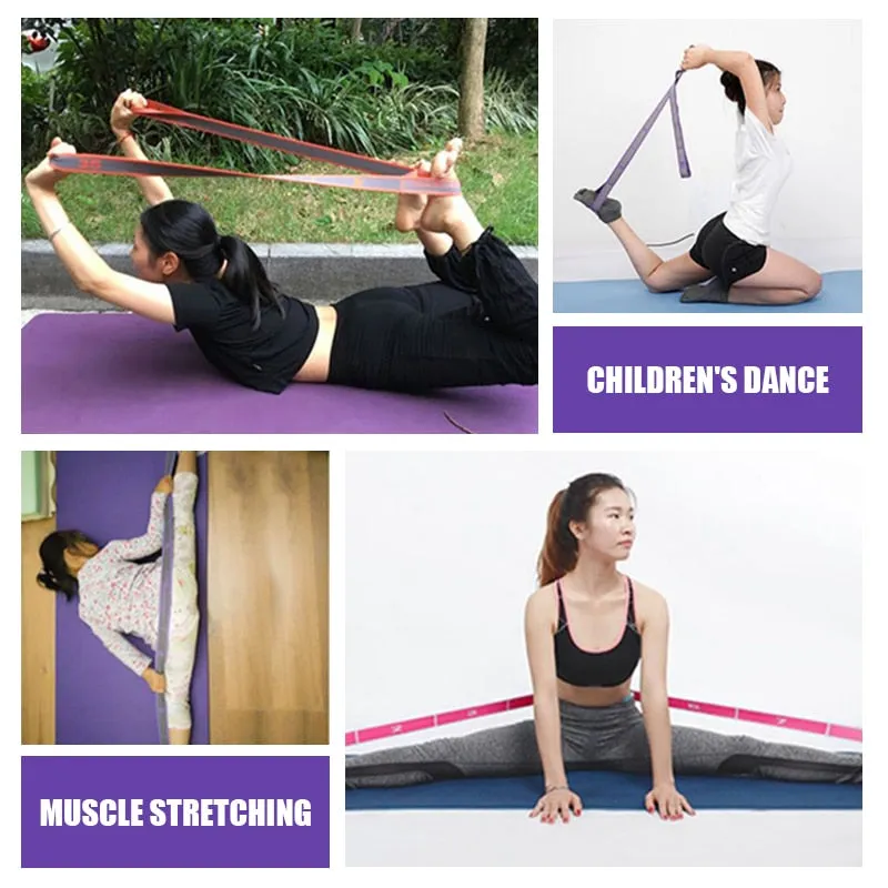 Anyfit Yoga Band Stretcher Neon Pink and White Strap Resistance Belt Pilates Exercise Stretcher Fitness Tool