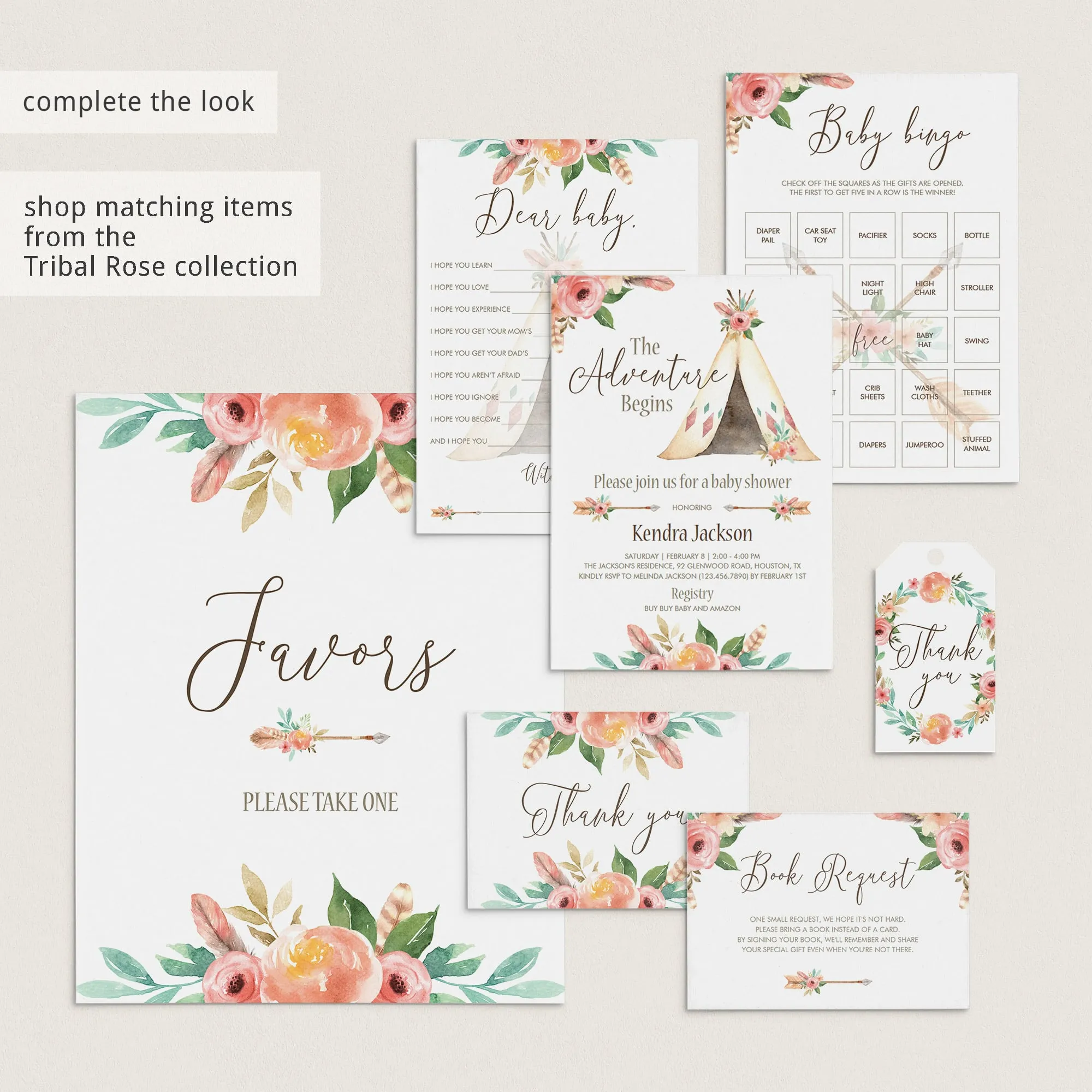 Baby Madlibs Game Floral Tribal Baby Shower
