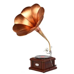 Babymoon Antique Vintage Brass Musical Miniature Brass Gramophone | Baby Photography Props