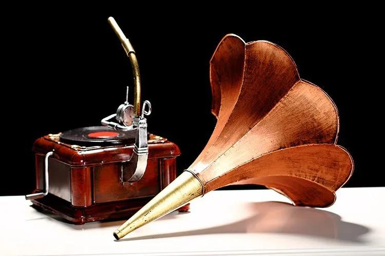 Babymoon Antique Vintage Brass Musical Miniature Brass Gramophone | Baby Photography Props