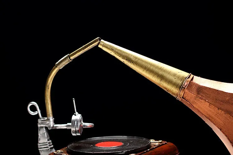 Babymoon Antique Vintage Brass Musical Miniature Brass Gramophone | Baby Photography Props