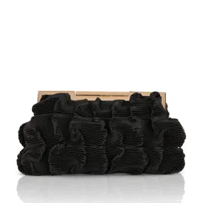 Badgley Mischka Women's Chloe Mini Pleated Satin Pouch in Black