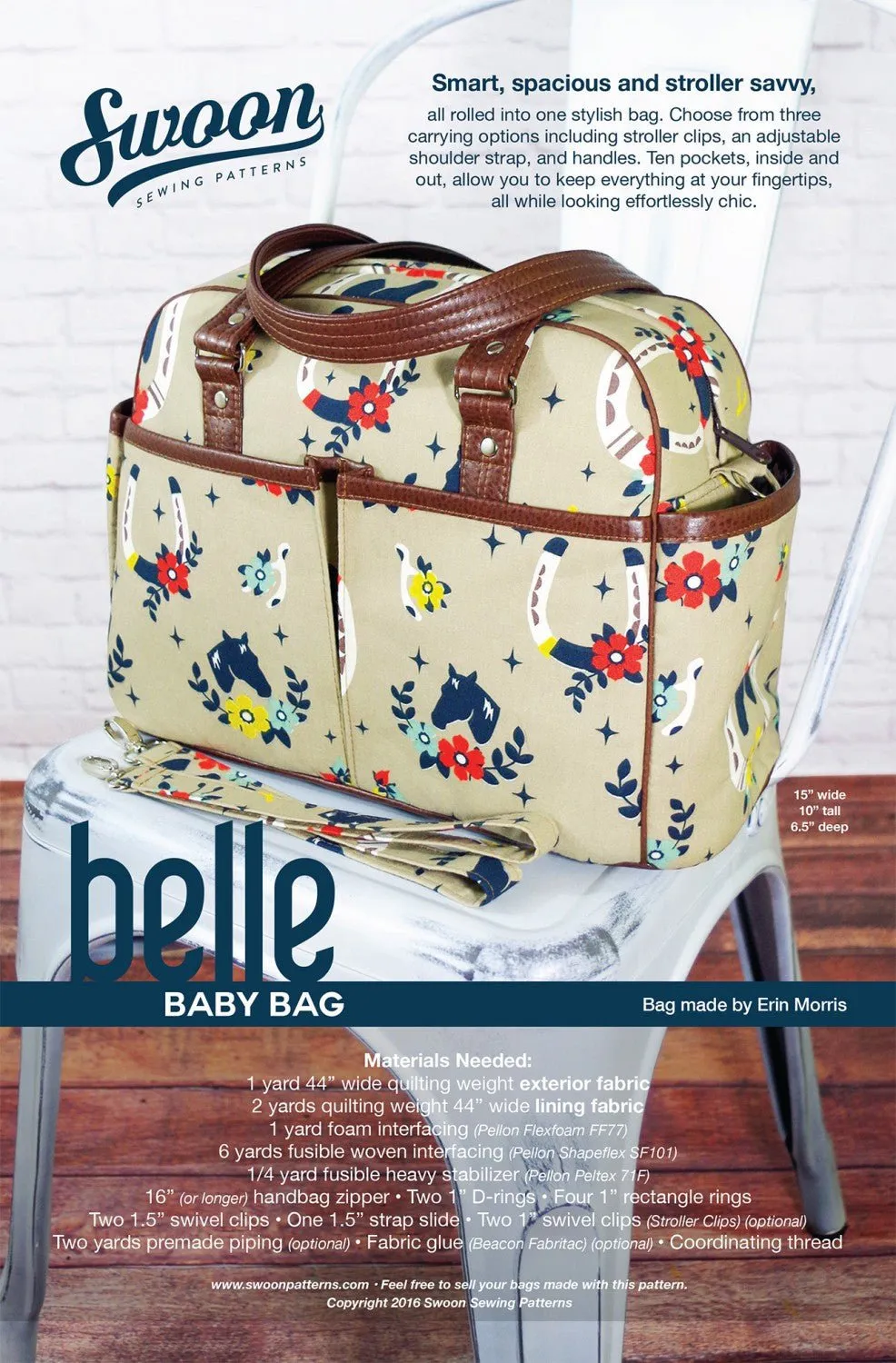 Belle Baby Bag by Swoon Sewing Patterns (Printed Paper Pattern)