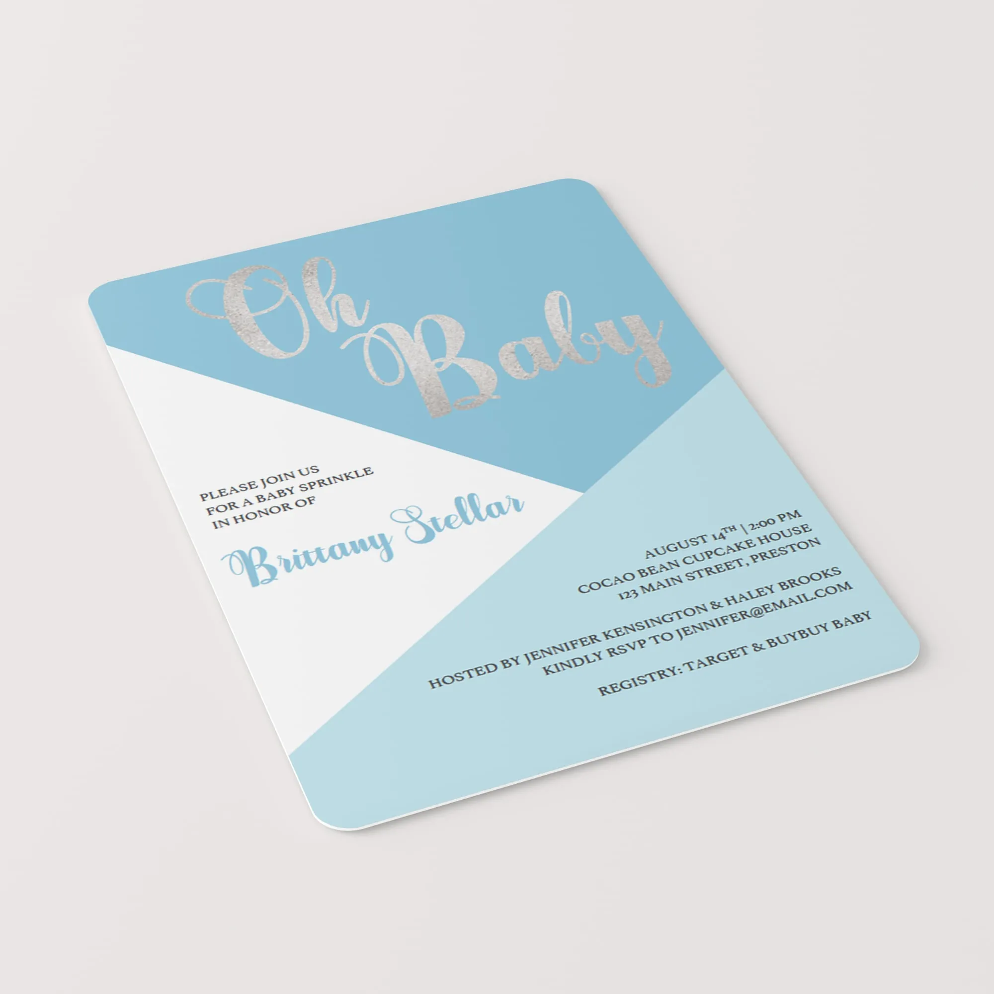 Blue and White Baby Sprinkle Invitation Set