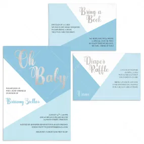 Blue and White Baby Sprinkle Invitation Set