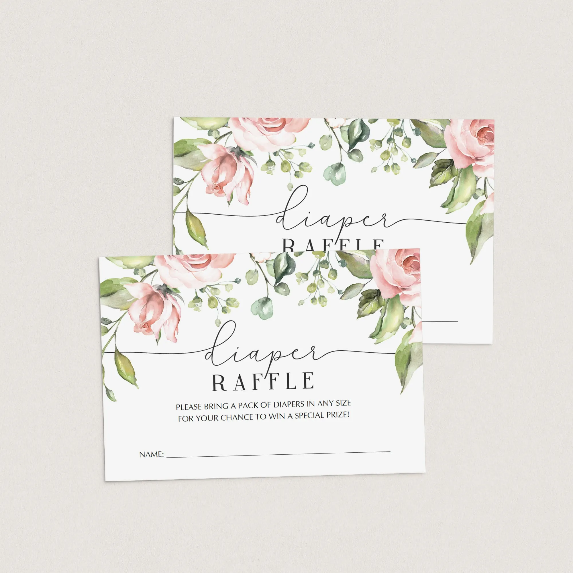 Blush Baby Shower Diaper Raffle Ticket Floral Theme
