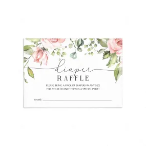 Blush Baby Shower Diaper Raffle Ticket Floral Theme