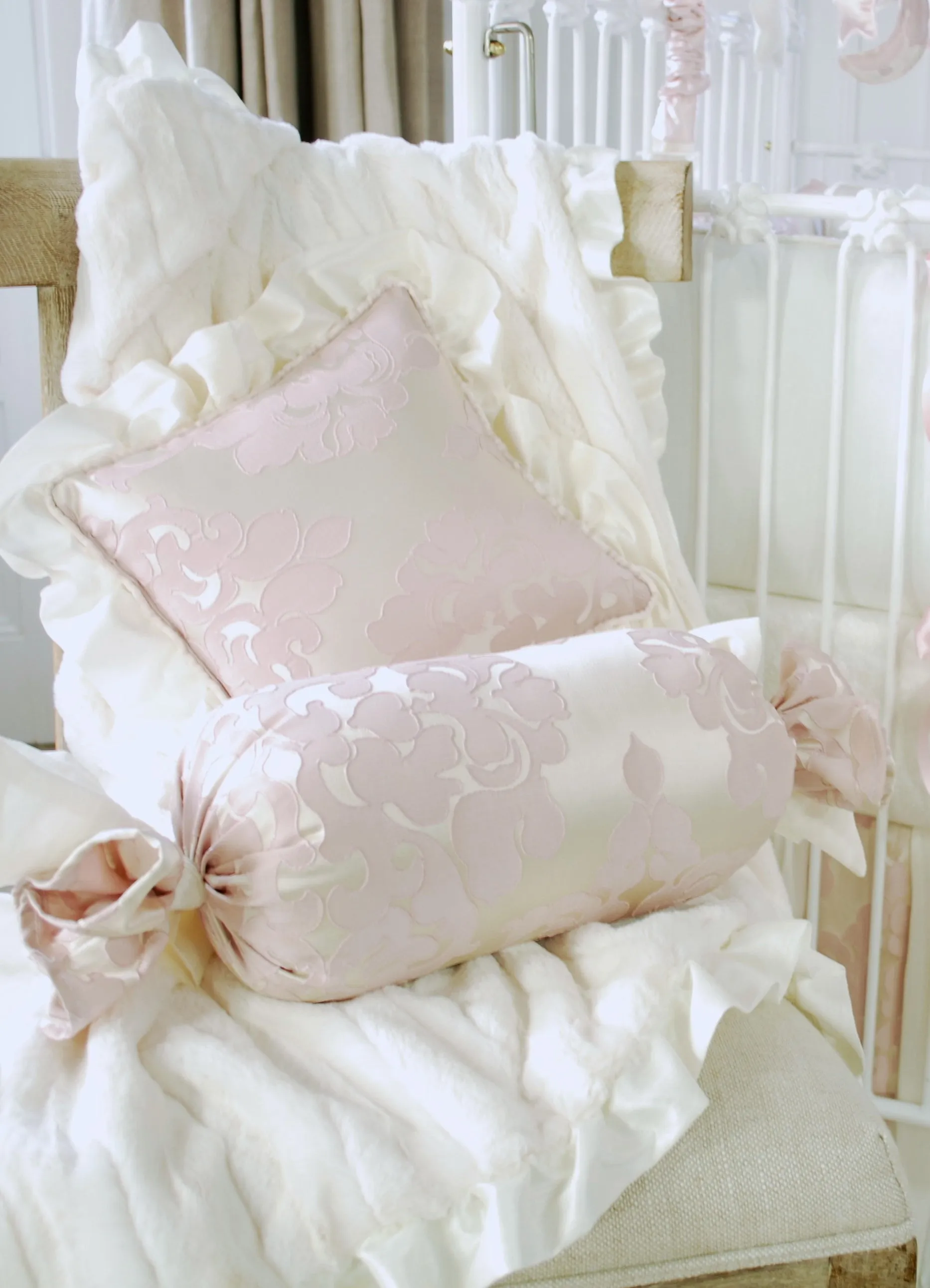 Blush Petal Ivory Square Pillow