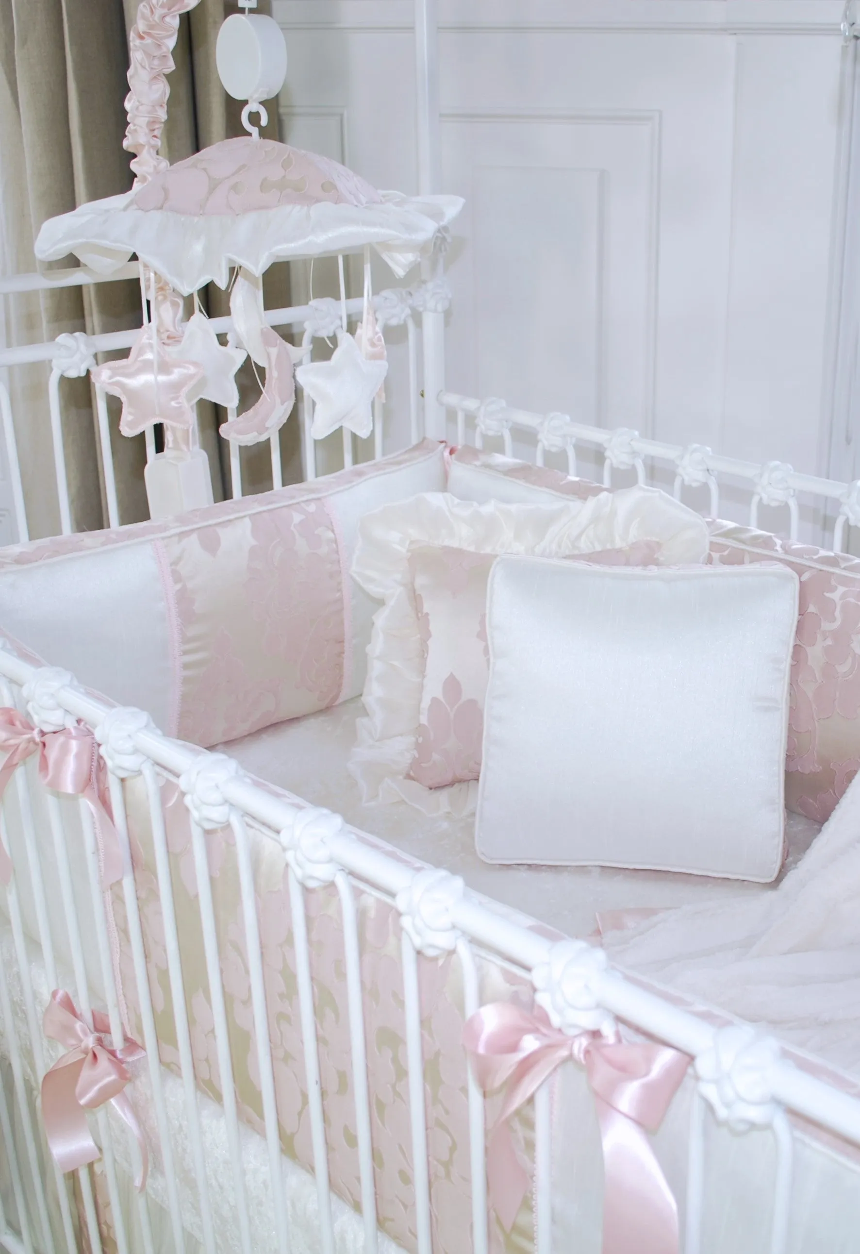Blush Petal Ivory Square Pillow