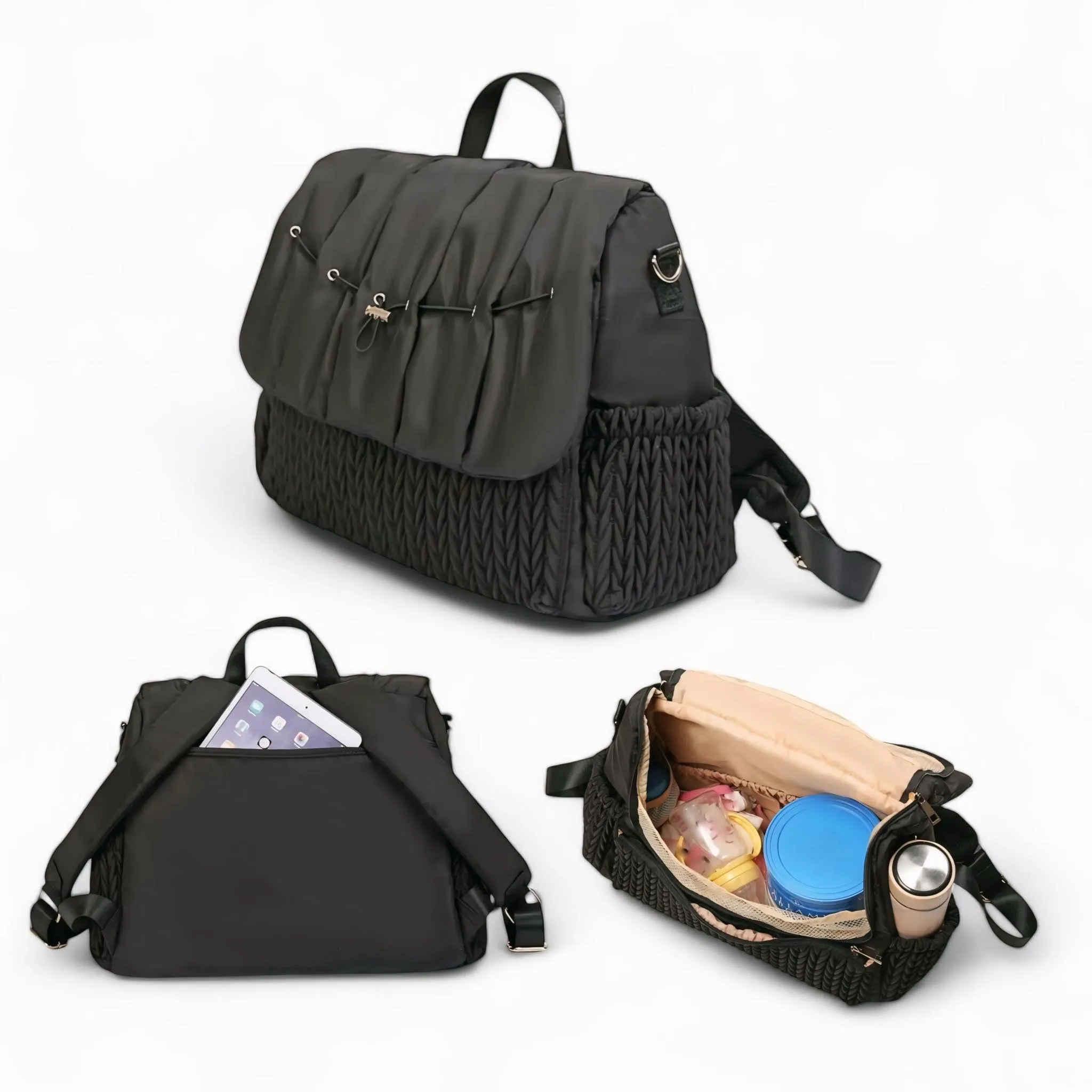 BOLSO HQ Detailed Elegant Large Capacity Multiway Diaper Bag with Changing Pad