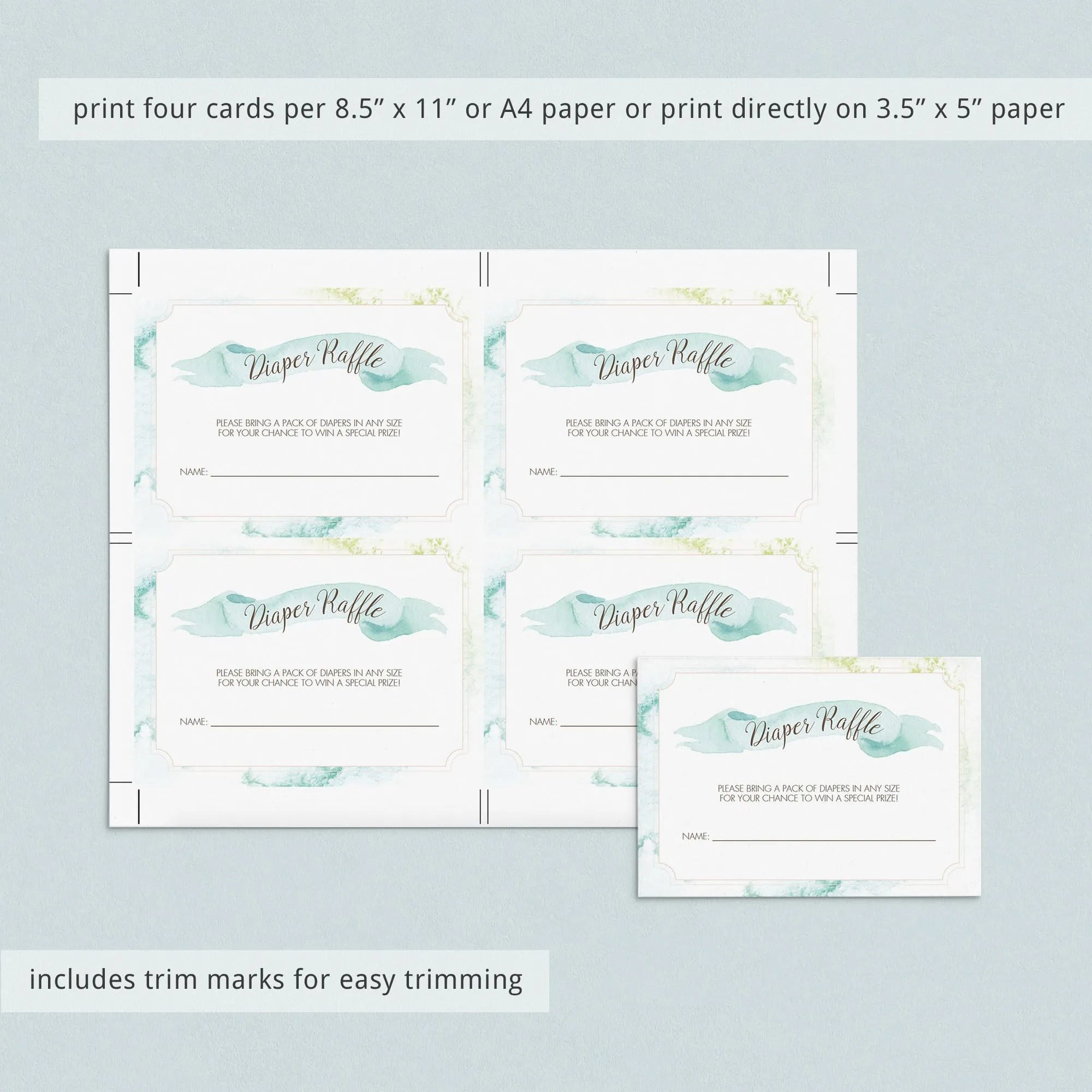 Boy Baby Shower Diaper Raffle Game Cards Printable
