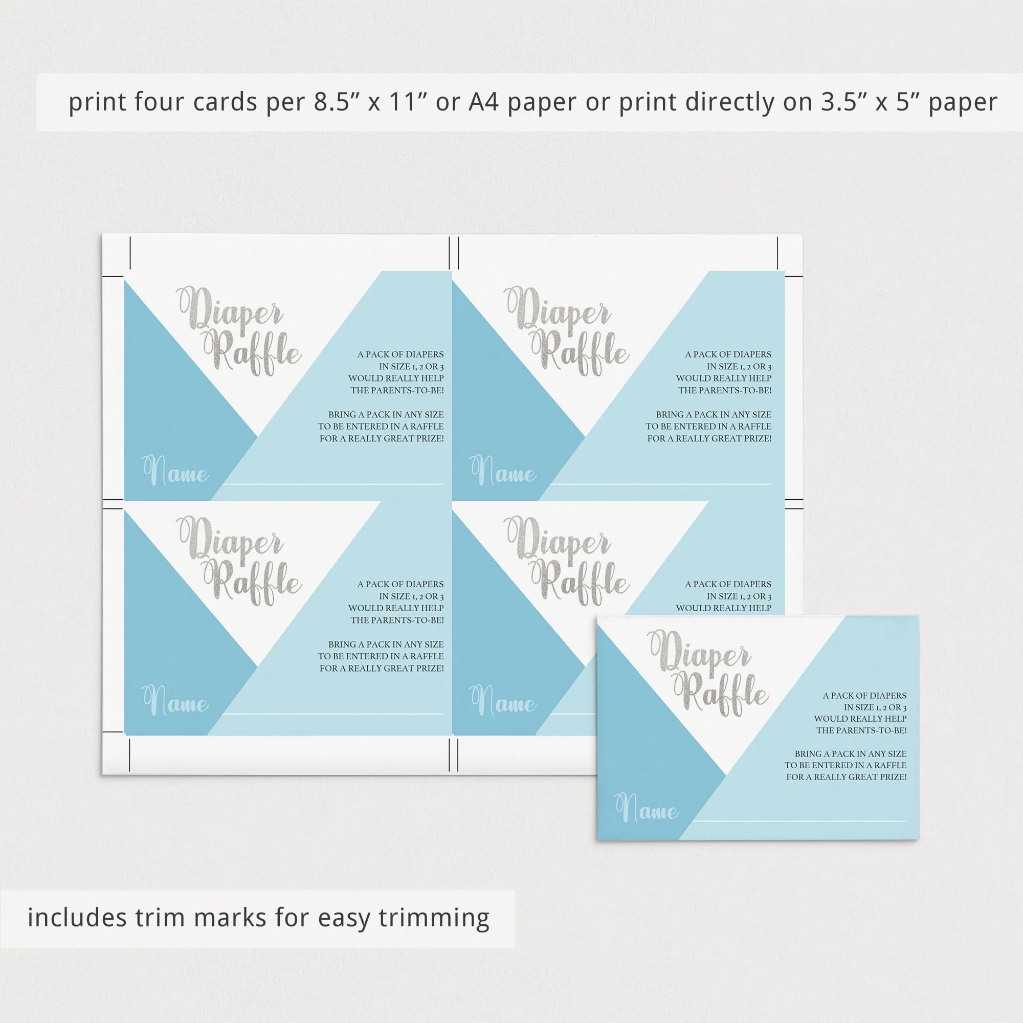 Boy Baby Shower Diaper Raffle Insert Instant Download
