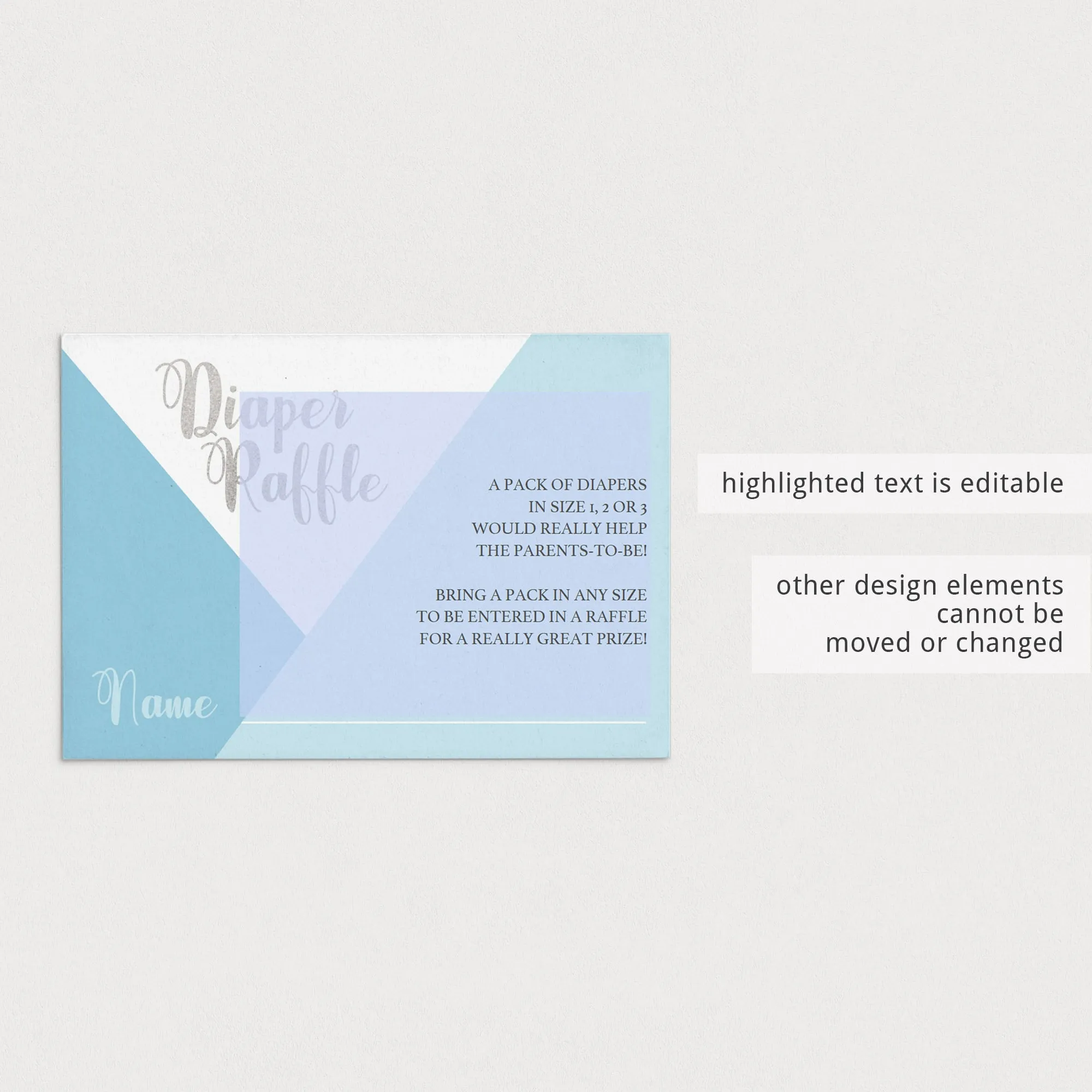 Boy Baby Shower Diaper Raffle Insert Instant Download