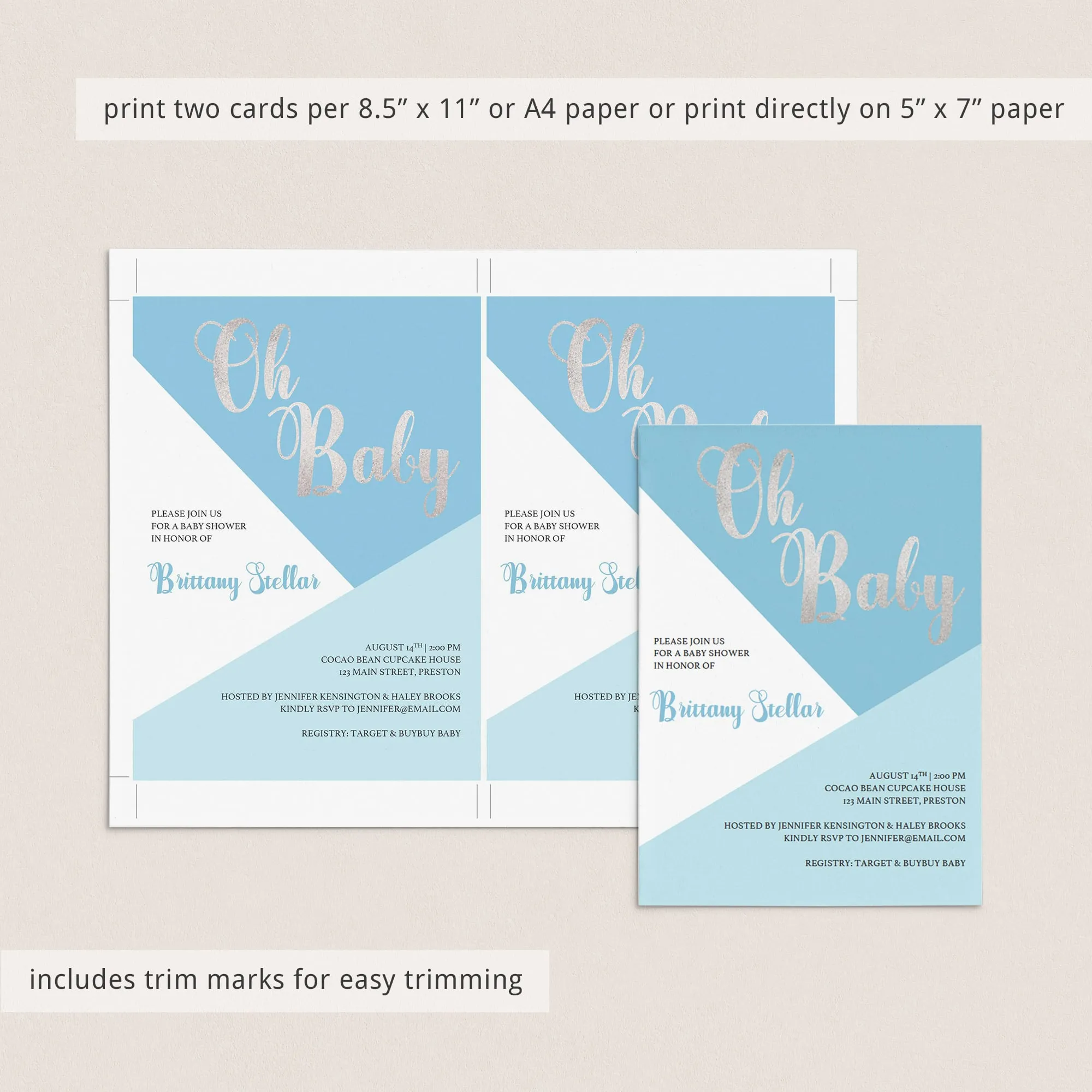 Boy Baby Shower Invitation Kit DIY