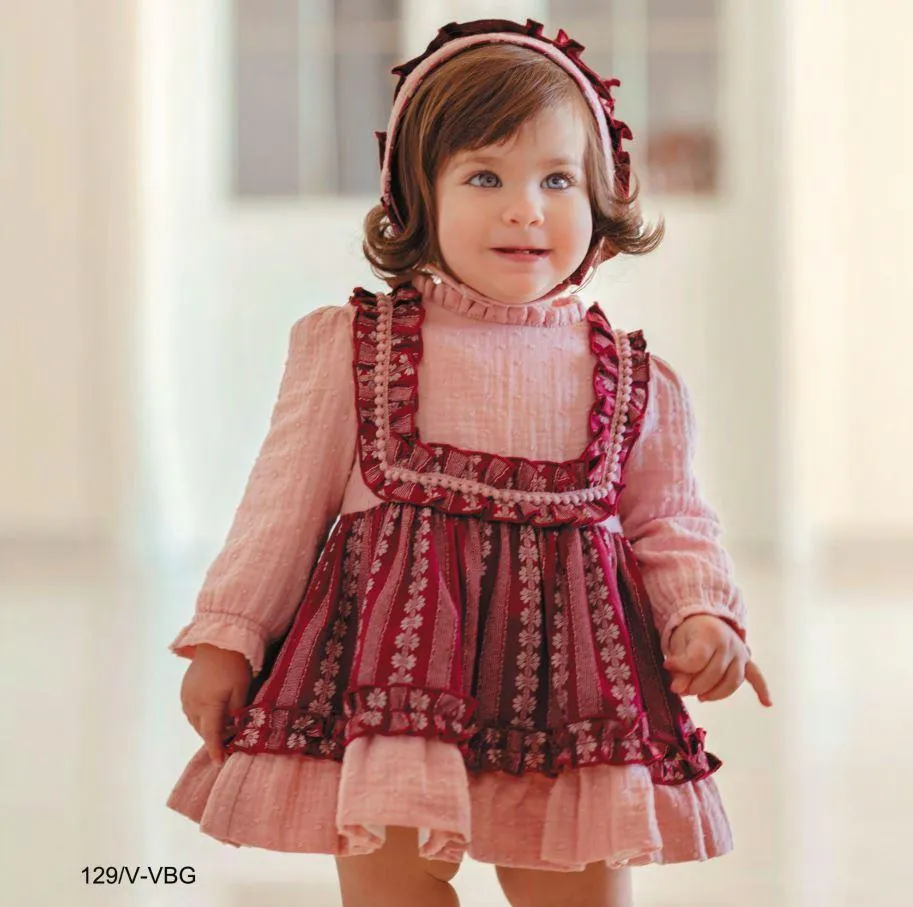 Burgundy Floral Baby Set