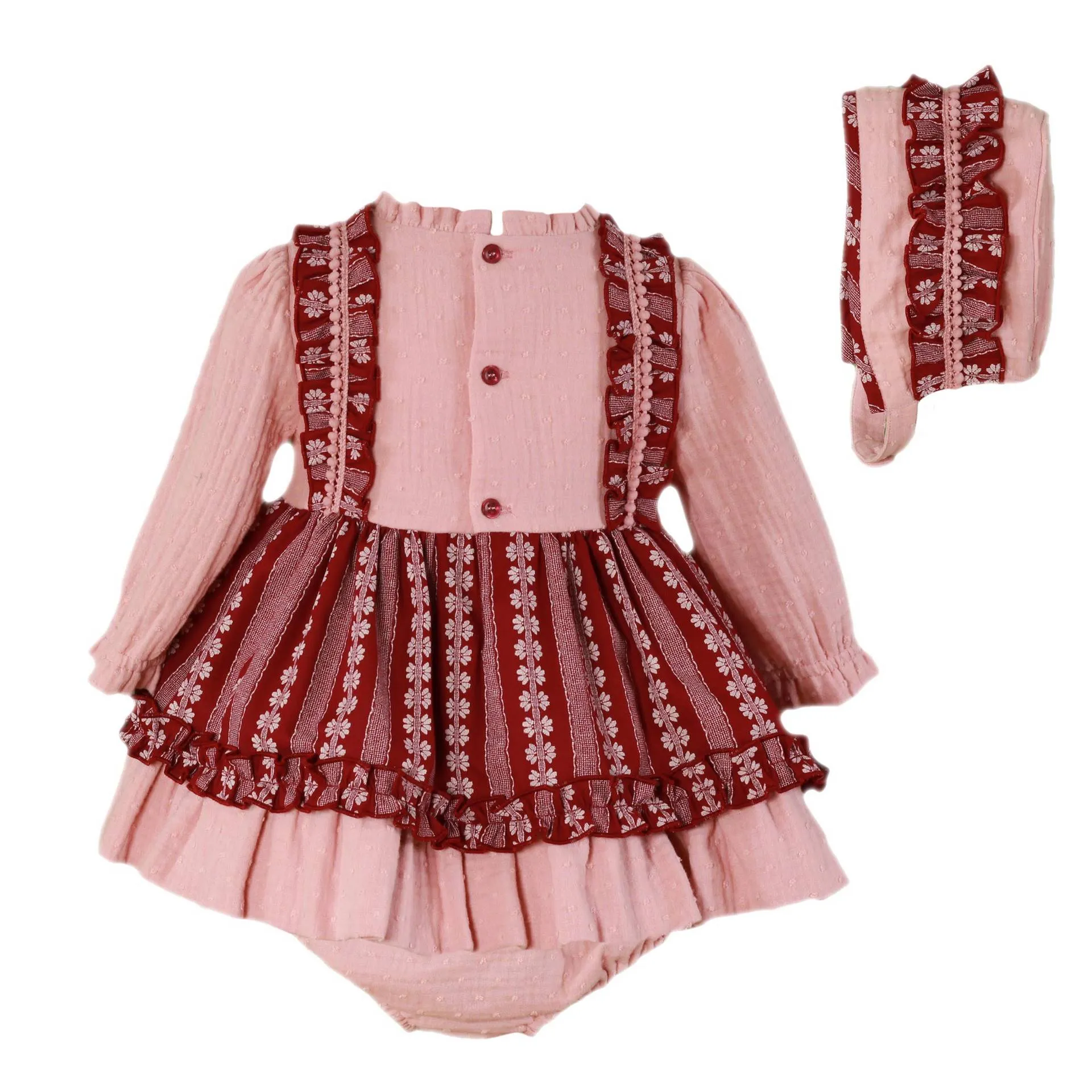 Burgundy Floral Baby Set