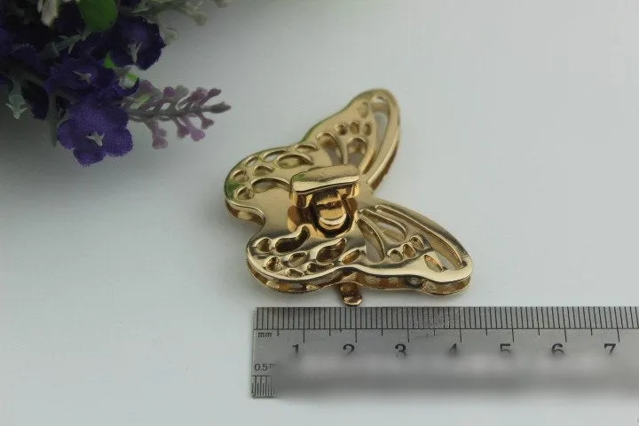 Butterfly Twist Turn Lock Bag Hardware Gold Silver Gunmetal Bronze 2/20 pcs Handmade Purse Handbag Making Metal 50 45mm 2 1 3/4" Supplies