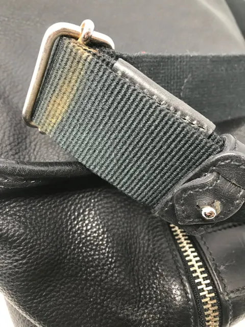 Byblos Black Leather Messenger Diaper Bag Purse 2400-31220