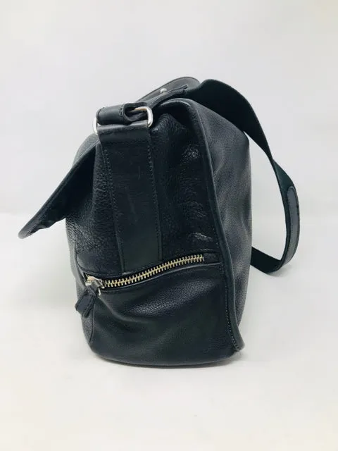 Byblos Black Leather Messenger Diaper Bag Purse 2400-31220