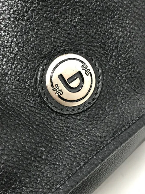 Byblos Black Leather Messenger Diaper Bag Purse 2400-31220