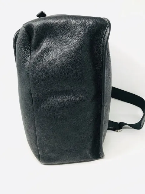 Byblos Black Leather Messenger Diaper Bag Purse 2400-31220