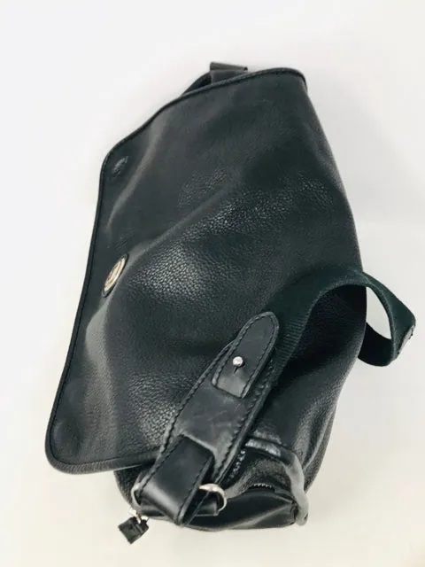 Byblos Black Leather Messenger Diaper Bag Purse 2400-31220