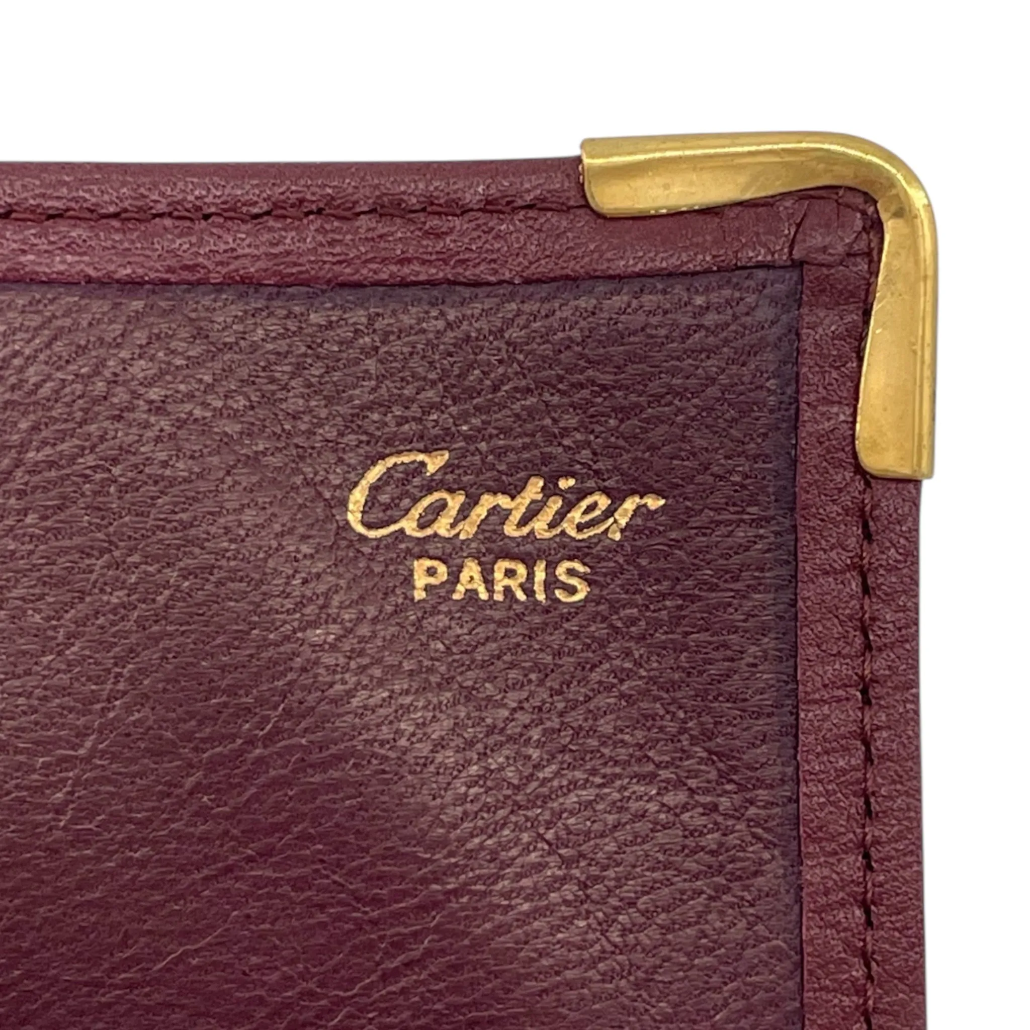 Cartier Le Must 1970's Burgundy Leather Passport Holder, New In Box