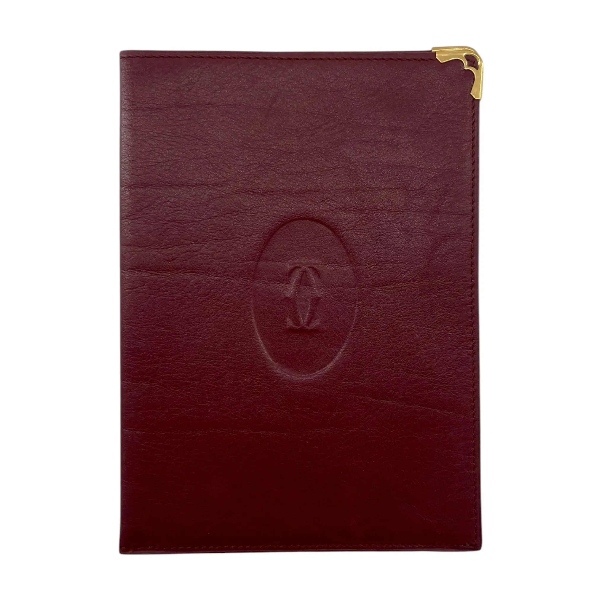 Cartier Le Must 1970's Burgundy Leather Passport Holder, New In Box