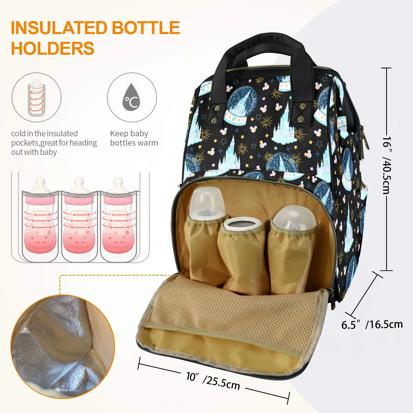 Castles And Snow Globes Multi-Function Diaper Bag