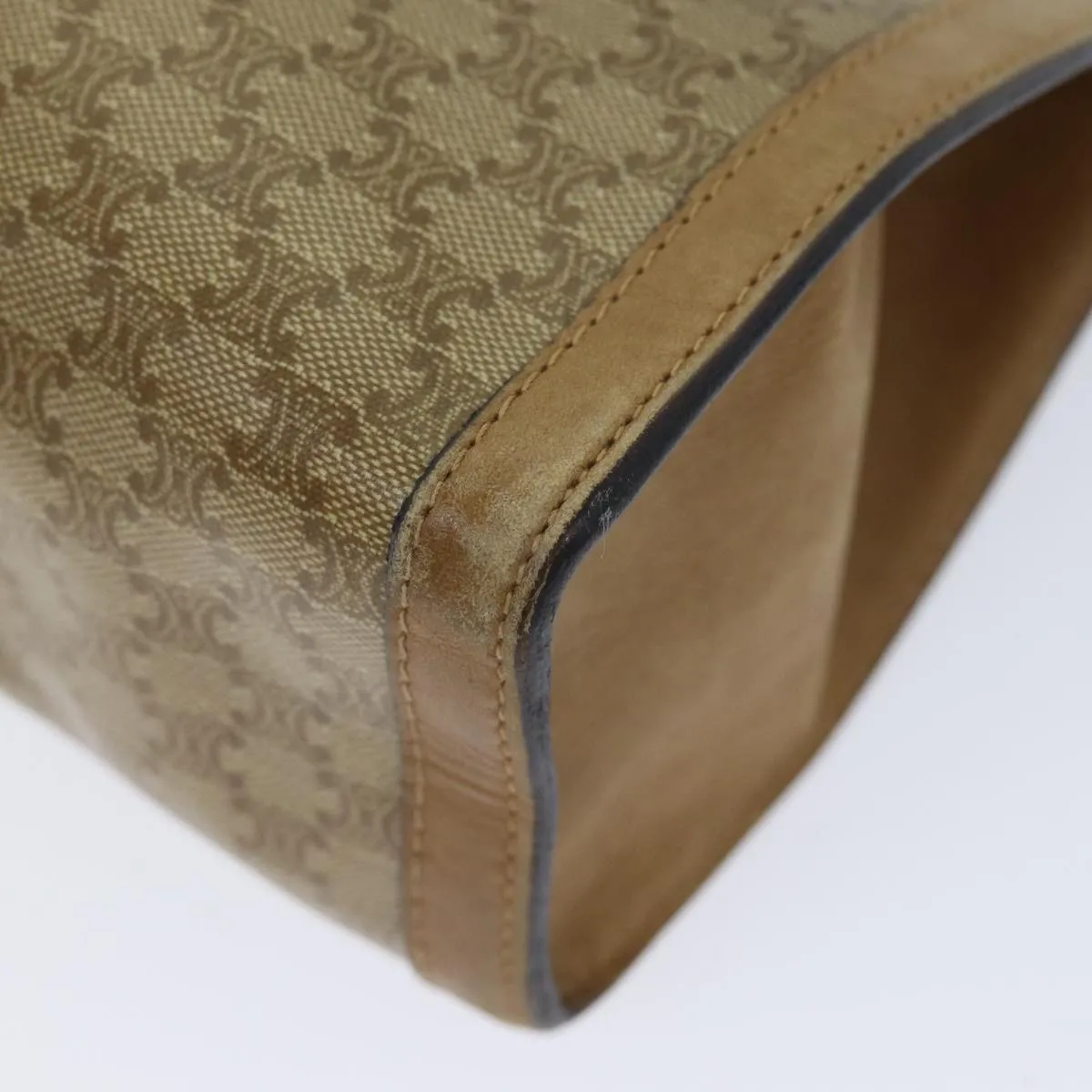 CELINE Macadam Canvas Clutch Bag Beige Auth 72644