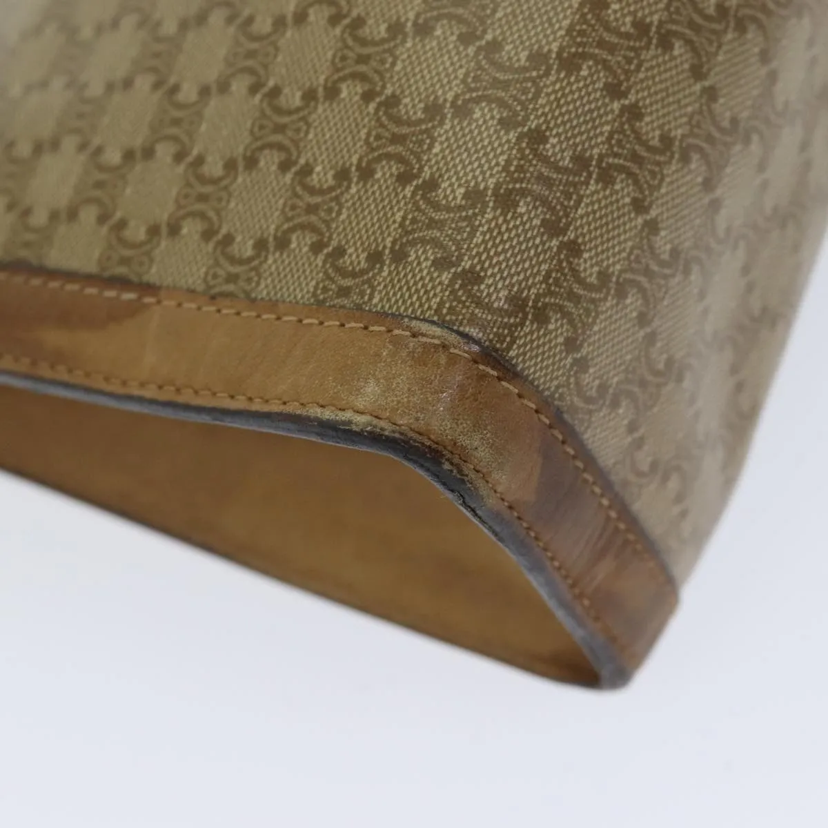 CELINE Macadam Canvas Clutch Bag Beige Auth 72644