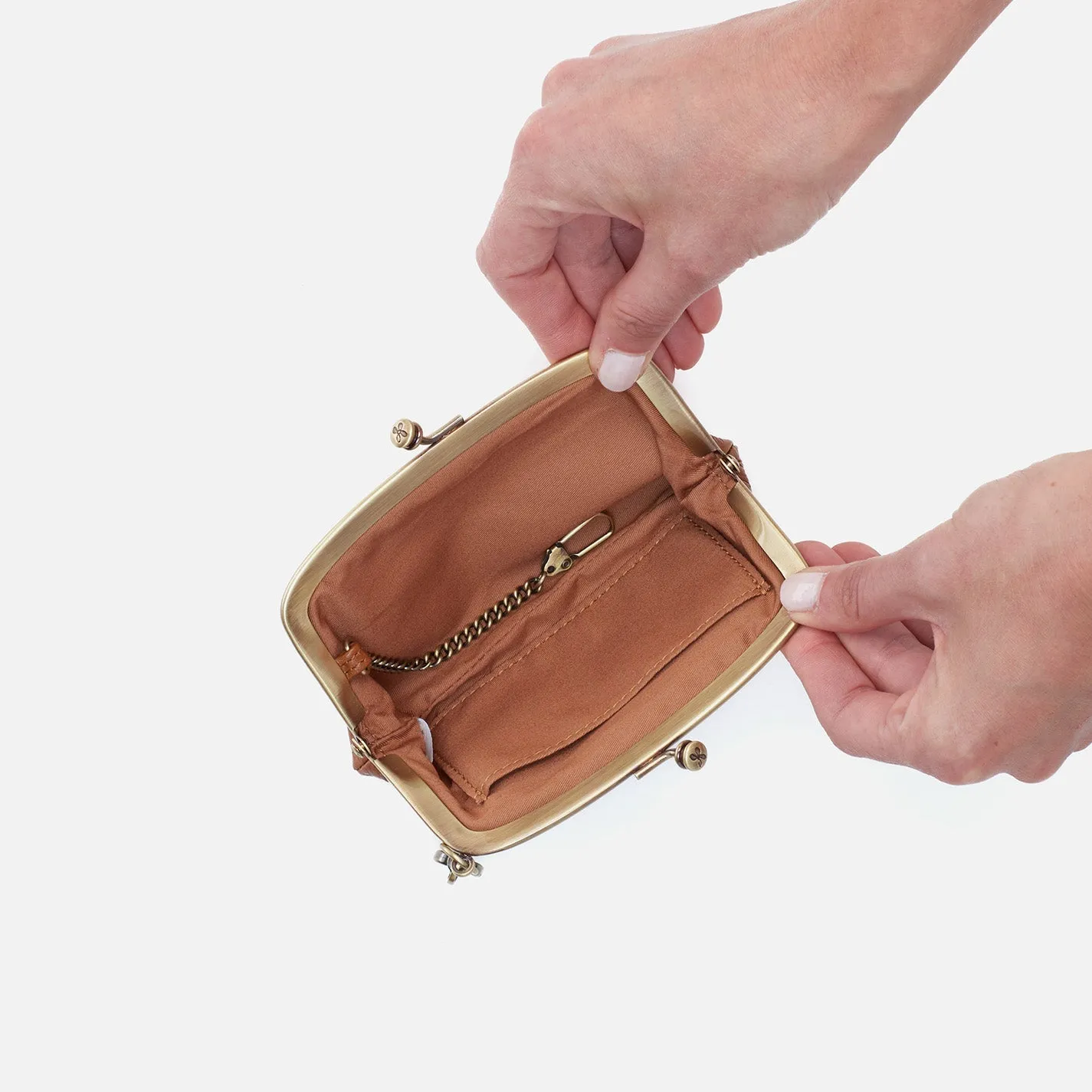 Cheer Frame Pouch in Polished Leather - Truffle