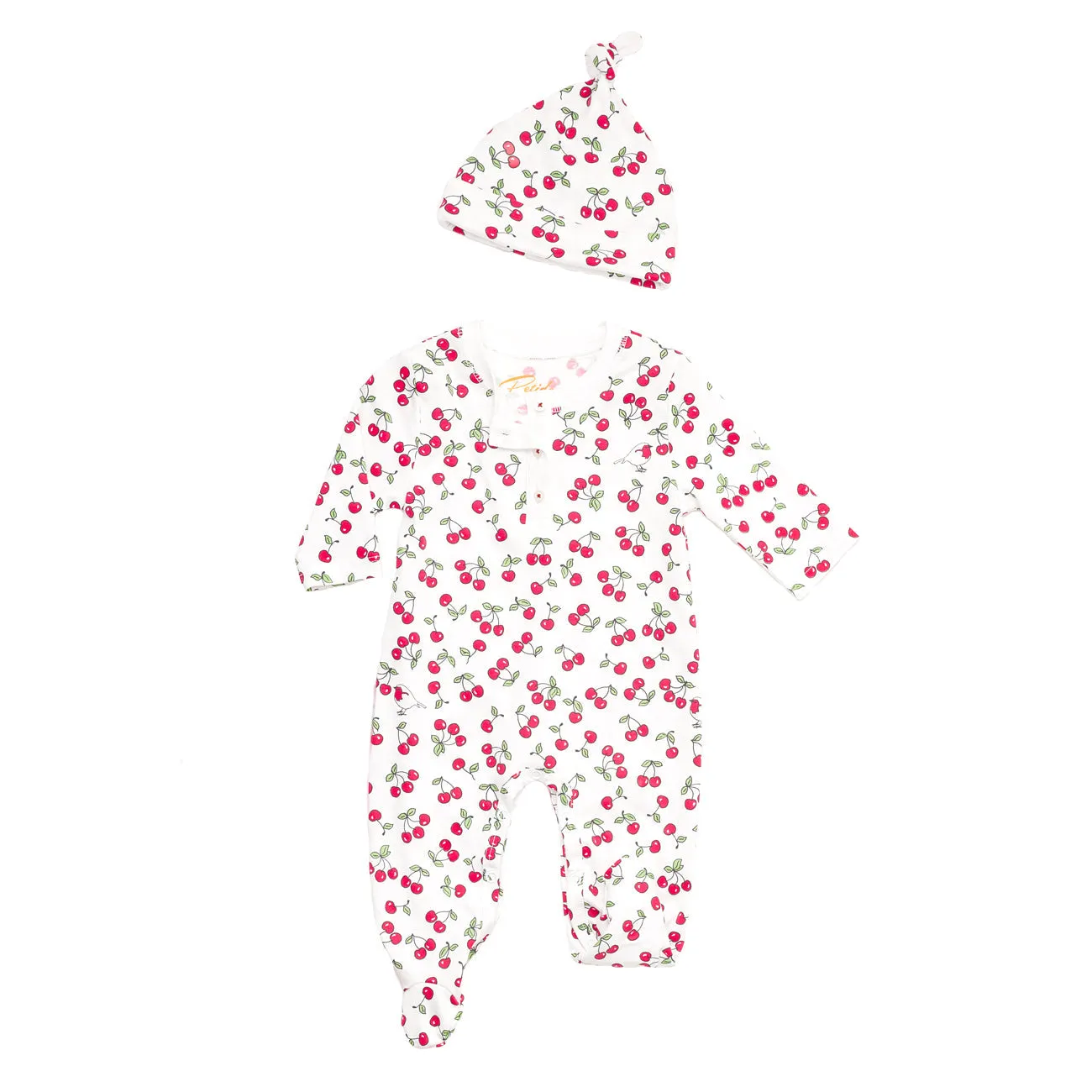 Cherries Onesie  hat Pajamas Set