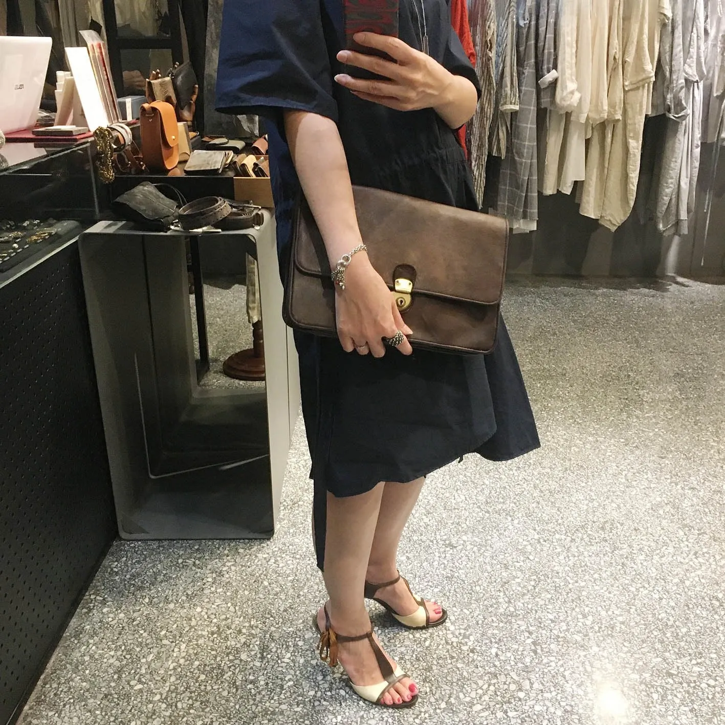 Christian Peau/Two-way dark brown handbag