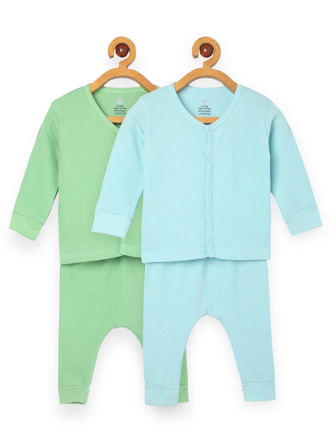 Combo of 2 Infant Sets: Pastel Blue & Green Infant Set