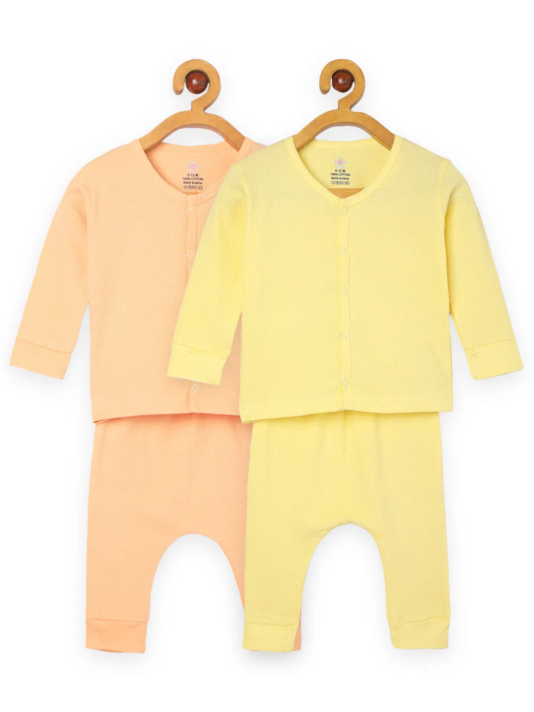 Combo of 2 Infant Sets: Pastel Yellow & Pastel Orange Infant Set