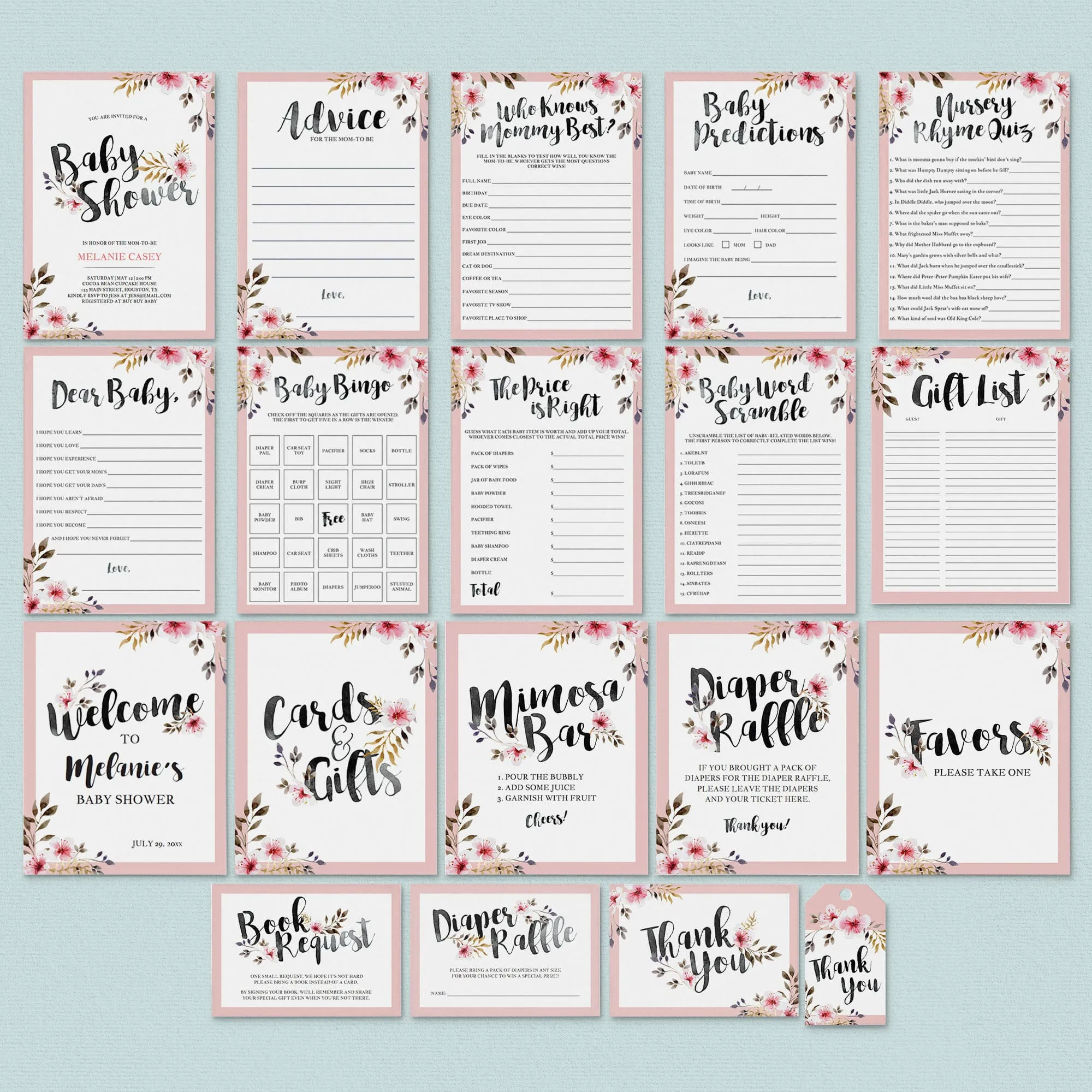 Complete Girl Baby Shower Party Pack