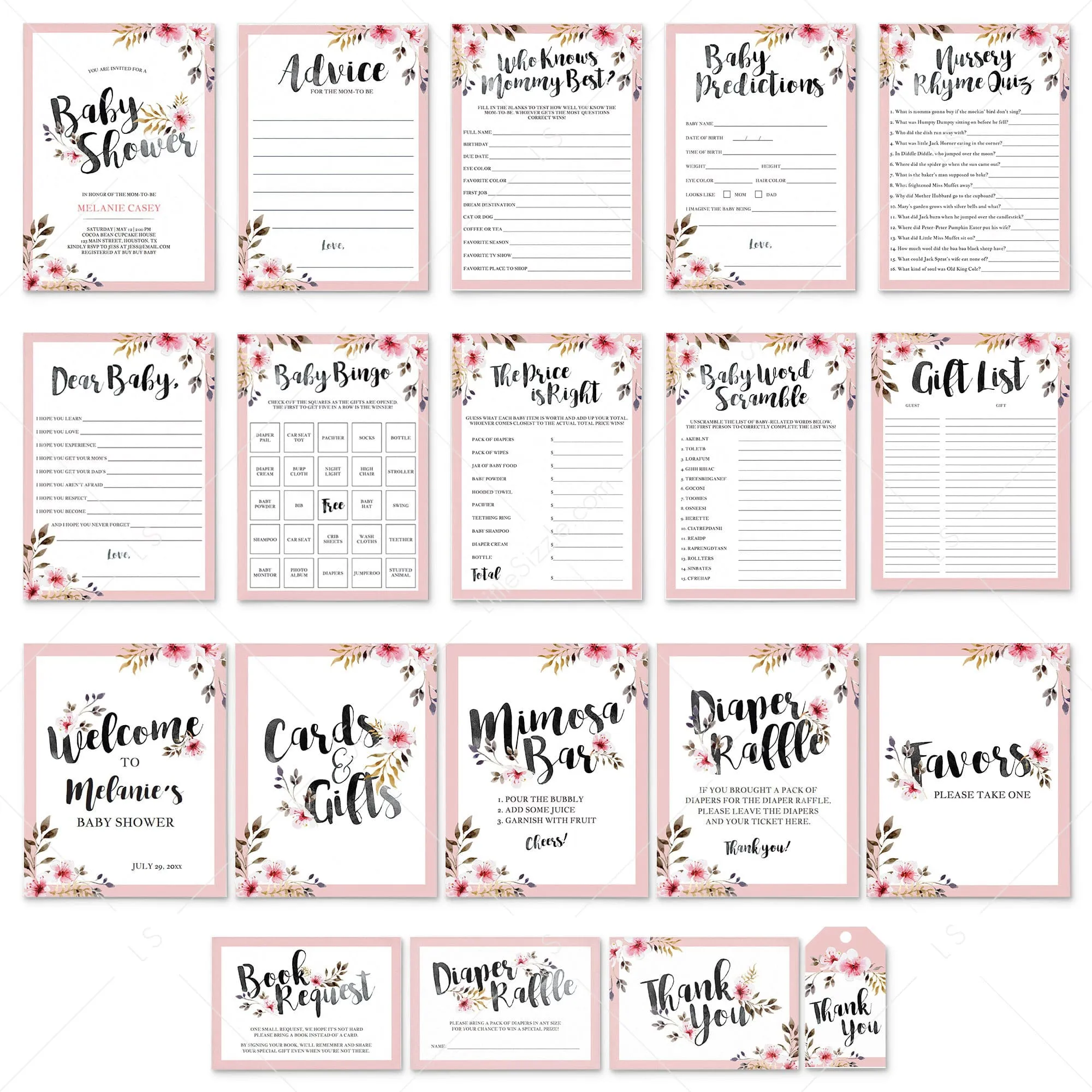 Complete Girl Baby Shower Party Pack