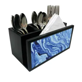 Cutlery Tissue Holder Napkin Stand -  Blue Marble