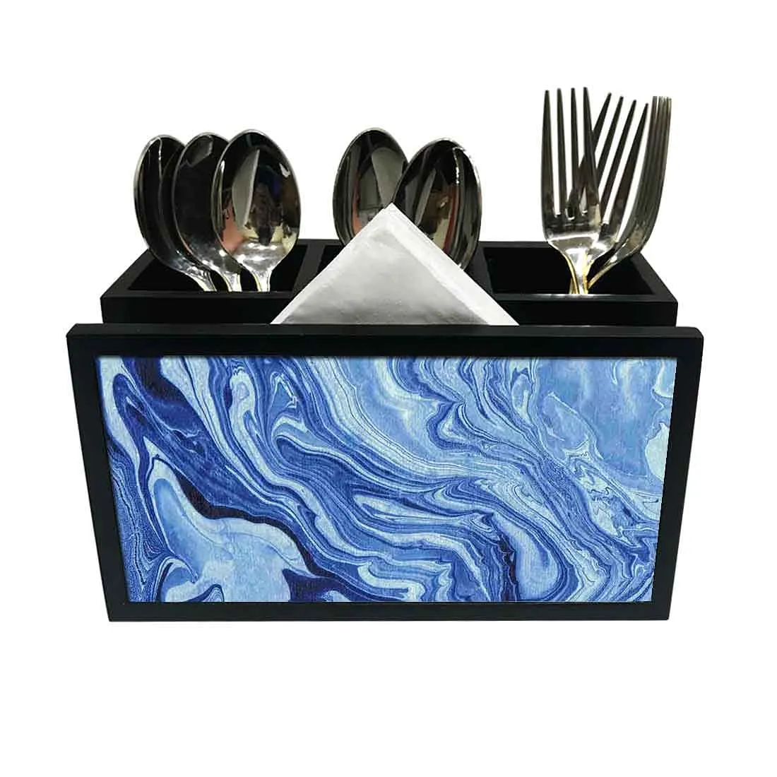 Cutlery Tissue Holder Napkin Stand -  Blue Marble