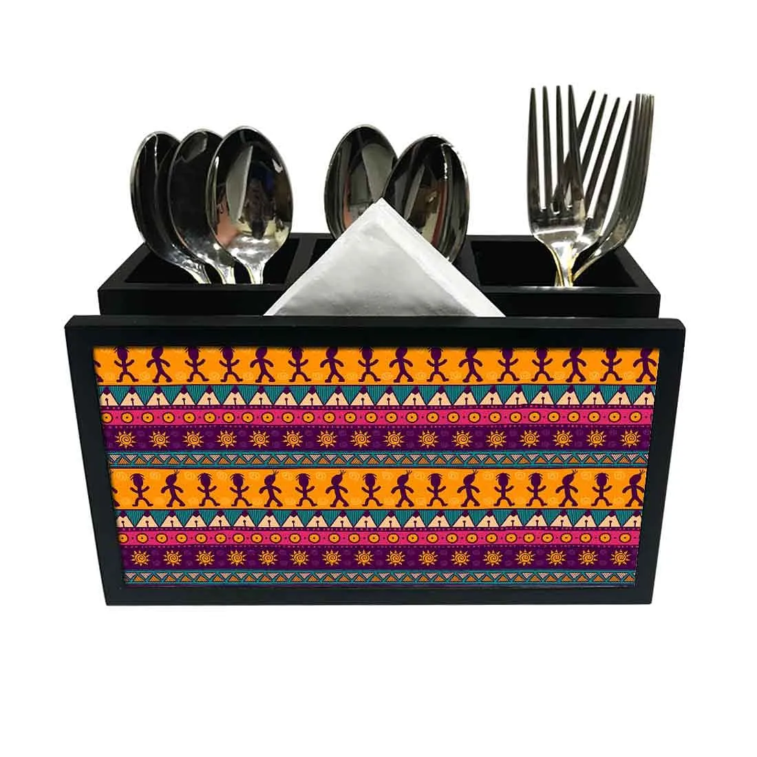 Cutlery Tissue Holder Napkin Stand -  Mexcian Ethnic Design