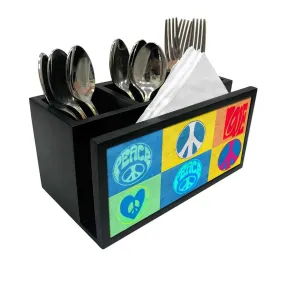Cutlery Tissue Holder Napkin Stand -  Peace Love